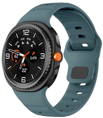 By Qubix - smartwatch bandje - Compatible Samsung bandje - Wave siliconen band - Grijsblauw - Geschikt voor Samsung Galaxy Watch 9 (40/44mm) - Watch 8 (40/44mm) - Watch 8 Classic (46mm)