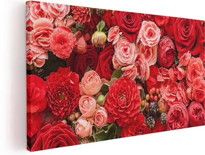 Artaza Canvas Schilderij Bloemen - 120x60 cm - Groot - Wanddecoratie Rozen - Muurdecoratie Bloemen Schilderij - Kamer Accessoires