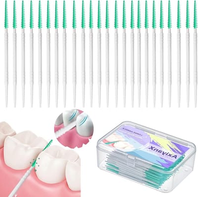 Interdentale Borstels - Tandenstokers Flossers - Mondhygiëne Verbeteren - 2-in-1 Dubbele Kop - 150 Stuks - Wit