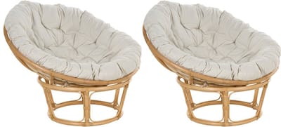 SALVO - Fauteuil set van 2 - Lichtbeige - Rotan
