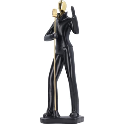 Statue Figurine de Groupe Résine Stable Sculpture de Figurine Musicale Artisanat Exquis Figurine de Musicien Décorative pour Café black