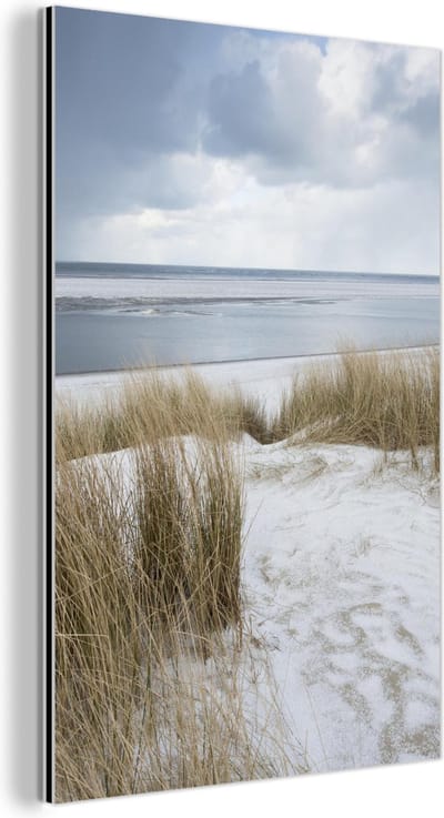 Aluminium schilderij 120x180 cm - Wanddecoratie metaal - Noordzee - Duinen - Water - Metalen muurdecoratie woonkamer - Decoratie industrieel - Foto op dibond - Industriële accessoires slaapkamer