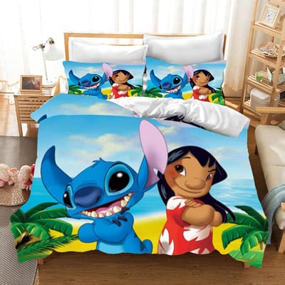 Stitch Print Slaapkamer beddengoed set dekbedovertrek Kerstcadeaus Comforte Cartoon Met kussensloop geschikt voor kinderen en volwassenen US King(264*228cm)3pcs