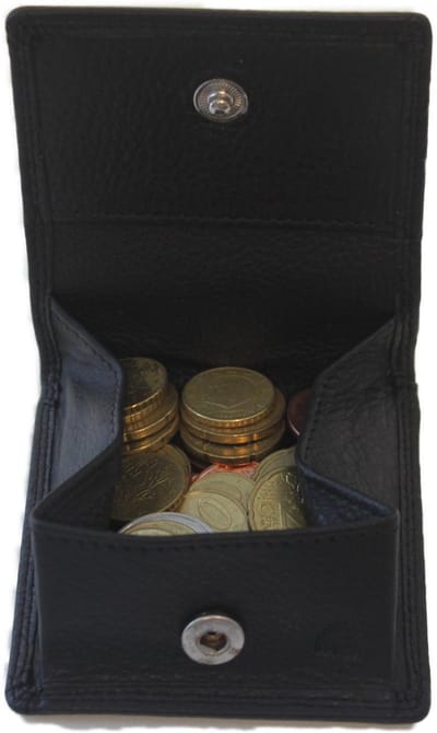 Oi zwart leren vierkant Kleingeldbeursje / wiener schachtel / klein vierkant vouwportemonneetje voor muntgeld / leren kleingeld bakje / zwart / 200