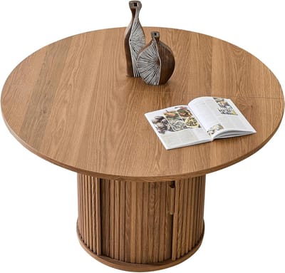 Eetkamertafel Rond - Keukentafel Eettafel - Gezellig Tafelen - Met Opbergruimte - Diameter 120 cm - Licht Houtkleur