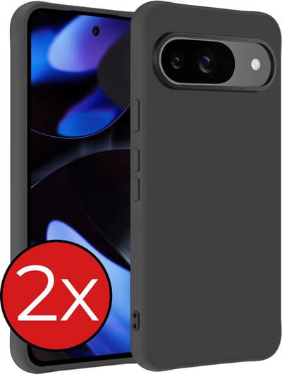 Hoesje - 2 Stuks - Geschikt voor Google Pixel 9 - Sterk & Shockproof - Telefoonhoes - Back Cover - Case Siliconen - Telefoon Hoes - Zwart