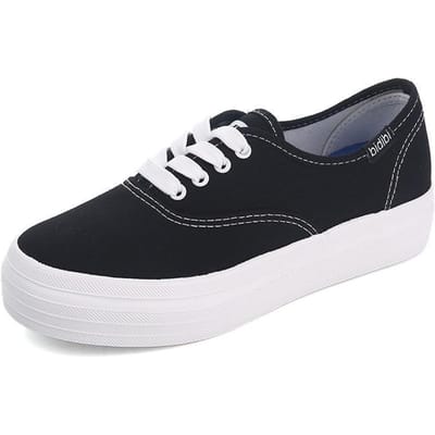 Chaussures en Toile à Semelles Épaisses pour Femmes Automne Version Coréenne Tout-Aller Étudiant Style Harajuku Couleur Unie Chaussures de Planche 8091 40 noir