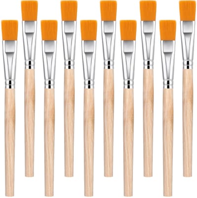 10 stuks kleine penselen, ambachtelijke verfborstels, mini-penselenset voor kinderen en volwassenen, 3/5 inch platte borstels voor aquarel, olie, acryl en ambachten (13,9 x 0,34 cm)