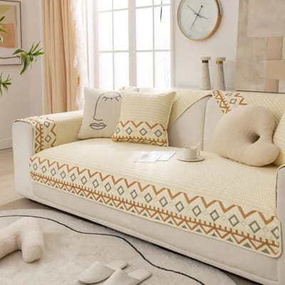 Nordic Thicken Katoenen Bankhoes voor Woonkamer Hart Gevoerde Bankkussen Hoezen Antislip Universele Bank Handdoek Matten Hondenmat A 70x70cm 1pc