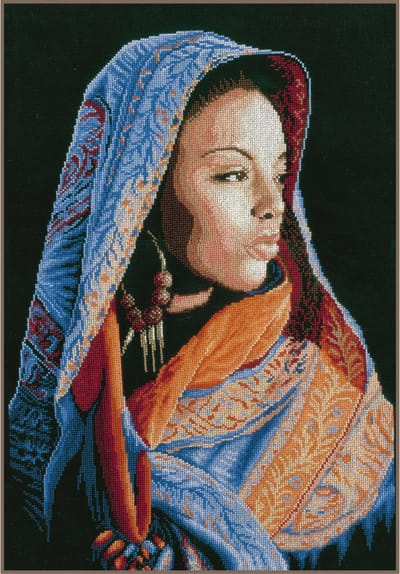 Lanarte Borduurpakket - Borduurset - Borduurpakket volwassenen - Telpakket kit - 32 x 48cm - Afrikaanse dame - PN-0149998