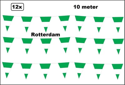 100 meter vlaggenlijn Rotterdam 1000cm - 10x vlaggenlijn van 10 meter - Vlaggetjes thema feest voetbal festival 010