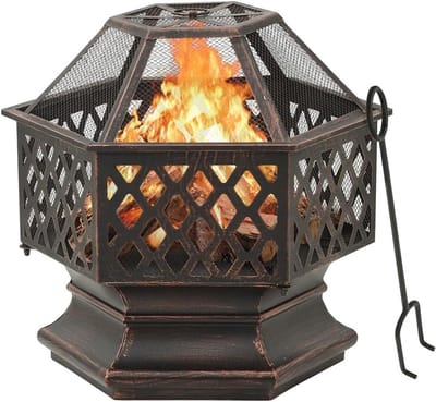 Vuurkorf XXL - Buitenhaard Terraskachel - Gezellige Sfeer Creëren - Duurzame Stalen Constructie - 62x54x56 cm - Zwartbruin