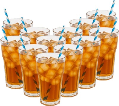 OTIX Kunststof Drinkglazen - 12 Stuks - Longdrinkglazen - Waterglazen - Strand - Camping Servies - 370ML - Glazen - OCEANI