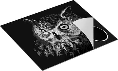Chefcare Inductie Beschermer Kleurrijke Uil - Abstract - Zwart Wit - 60x50 cm - Afdekplaat Inductie - Kookplaat Beschermer - Inductie Mat