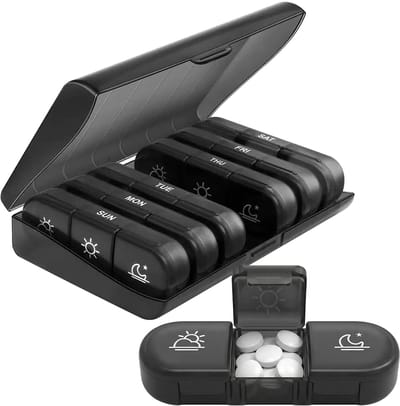 Dailygoods- Tablettenbox 7 Dagen - 3 Vakken per Dag - BPA-vrij - Grote Aparte Vakken - Ideaal voor Medicijnen/Vitaminen - Weekbox voor Senioren - Pillendoos
