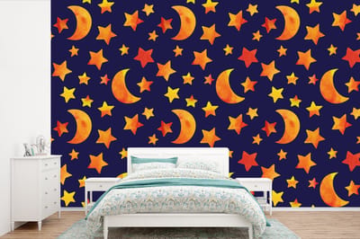 Behang - Fotobehang Sterren - Nacht - Patronen - Kind - Breedte 360 cm x hoogte 240 cm