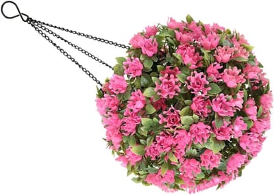 Kunstbloemen Bal - Decoratieve Bol - Buiten Decoratie - Zonne-energie LED - 22x42.5 cm - Roze