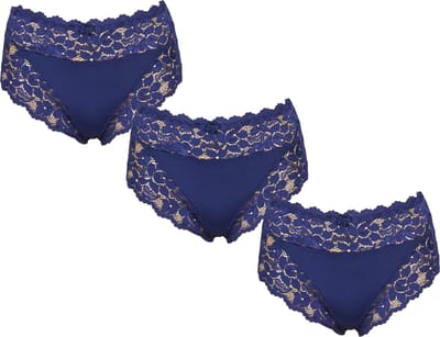 3-Pack Dames tailleslips JC met kant H805 Marine - maat M