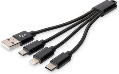 Digitus Mobiele telefoon, Apple iPad/iPhone/iPod, Laptop Laadkabel [1x USB-A - 3x USB] 0.15 m