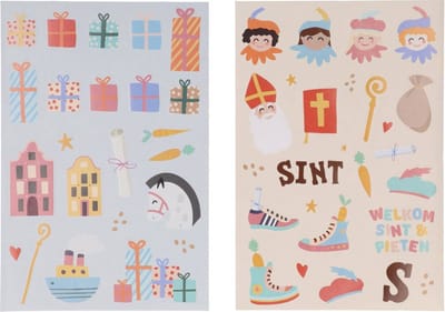 Folat - Stickers Sinterklaasfiguren - Sint en Pieten - 49 stuks - Welkom Sinterklaas - Sinterklaas versiering - Sinterklaas intocht - Sinterklaas en Piet -sinterklaas Cadeautjes