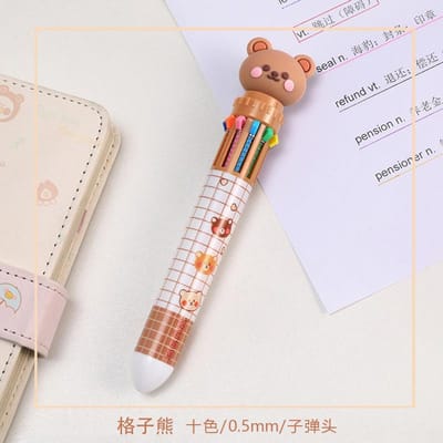 10 Kleuren Balpen Cartoon Beer 0,5 mm Kleurrijke Inkt Gelpennen Siliconen Kawaii Pennen Schoolkantoorartikelen Koreaanse Schrijfwaren