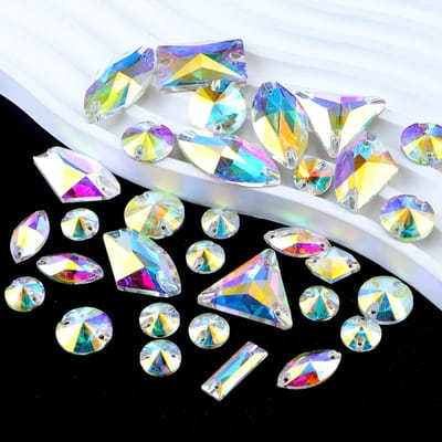 BamBella® Naai strass Steentjes - 100 stuks - AB - geel strass stenen glitters kleding versieren