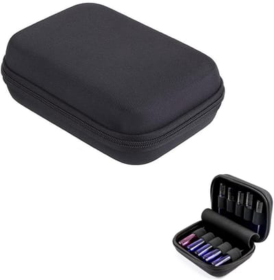 Dailygoods- Opbergtas voor Etherische Oliën - Zwarte Draagtas - Mini Formaat - Hoogwaardige Ritssluiting - Beschermend - 11 x 14 x 5 cm - Olieopbergtas