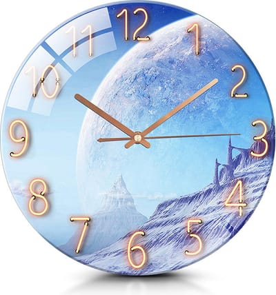 IvoQ Kleurrijke Wandklok Glas 30 cm Planeet