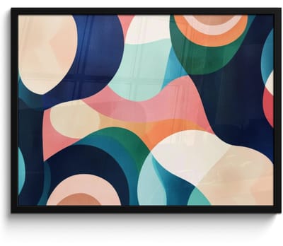 Poster in lijst - Fotolijst 70x50 cm - Posters - Abstract - Blauw - Roze - Posterlijst zwart - Decoratie - Wanddecoratie woonkamer - Muurdecoratie slaapkamer