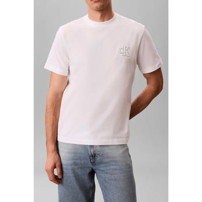 Calvin Klein Ss 30s Jersey Easy Monogram Tee Bright White Taglia: S | Magliette basic Outlet | Uomo | Bianco