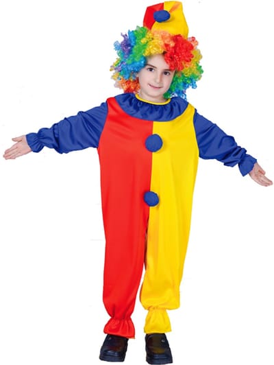 Kostuum Kinderen Clown – 4-6 Jaar – Inclusief Jumpsuit en Hoed – Carnaval & Verkleedkleding