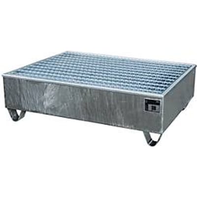 BAUER AW-2/PE opvangbak met rooster, 210 l, B 1215 x D 815 x H 365 mm, gegalvaniseerd