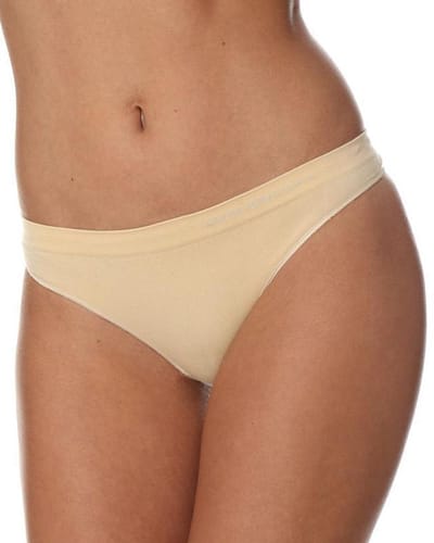 Brubeck Dames String - Naadloos (Seamless) Elastisch Katoen - 3-Pack - Beige - M