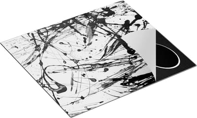 Chefcare Inductie Beschermer Abstracte Kunst Verf - Zwart Wit - 60x50 cm - Afdekplaat Inductie - Kookplaat Beschermer - Inductie Mat