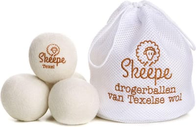 Texel Wollen Drogerballen XL 6 stuks in opbergzak met koord – Wasdrogerballen - Wasbollen - Droogballen - Duurzaam was drogen - Texelse wol en Merinowol