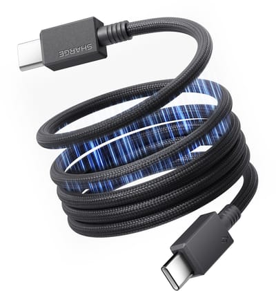 SHARGE MagLoop - 240W Snellaadkabel - Gevlochten magnetische kabel - USB C-C - Zwart - 1m