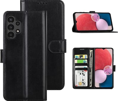 LuxeBass Hoesje geschikt voor Samsung Galaxy A13 4G - Boekhoesje - Zwart - Portemonneehoesje - telefoonhoes - gsm hoes - telefoonhoesjes