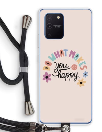 Case Company® - Hoesje met koord geschikt voor Samsung Galaxy Note 10 Lite hoesje met Koord - Happy days - Telefoonhoesje met Zwart Koord - Bescherming aan alle Kanten en Over de Schermrand
