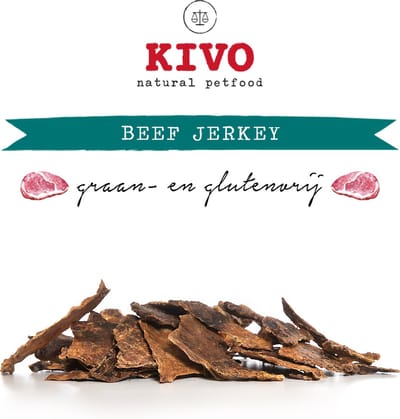 Kivo Petfood Hondensnack Beef Jerkey 400 gram - Graanvrij en Glutenvrij