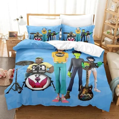 Gorillaz Beddengoed Set 3D Eenpersoons Twin Volledig Queen King Maat Bedset Aldult Kind Slaapkamer Dekbedovertrek Sets 3D Print Game hoeslaken set 70x133cm 2pcs