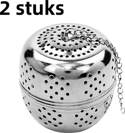 2-delig - RVS filter - Kruidenbalfilter - Thee-brouwsel Leak Tea Treasure Soepmarinade - Zilver