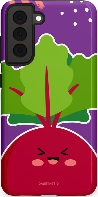 Casetastic Hoesje Geschikt voor Samsung S21 FE - Stijlvolle Beschermende Duo-layer Case - Kawaii Groenten Look