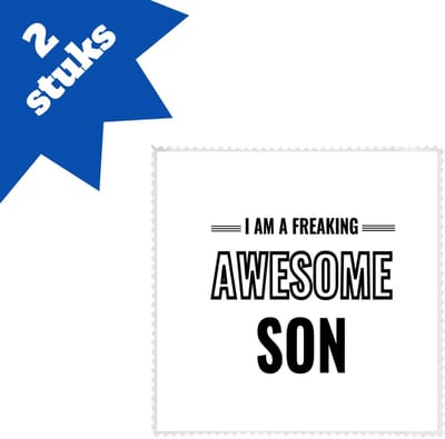 Akyol - i am a freaking awesome son brillendoekjes - Zoon - de meest geweldigste zoon - verjaardagscadeau - verjaardag - cadeau - cadeautje voor zoon - zoon artikelen - kado - geschenk - gift - 17,8 bij 17,8 cm - 2 stuks