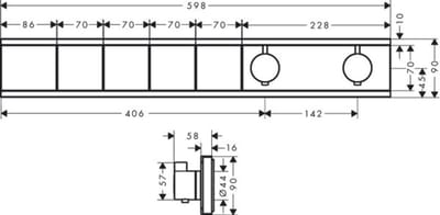 Hansgrohe Rainselect Afbouwdeel - voor inbouw douchekraan - thermostatisch - voor 4 functies - 59.8x90cm - thermostaat - gepolijst goud