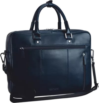 LEONHARD HEYDEN Leren Afzonderlijke gevallen Handtas met laptopvak Montreal Zipped Briefcase 2 Compartments Navy Donkerblauw