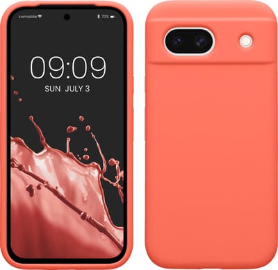 kwmobile telefoonhoesje geschikt voor Google Pixel 8a - Hoesje met siliconen coating - Smartphone case in levendig koraal