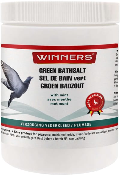Belgian Winners Groen badzout met munt 600g - voor postduiven - badzout met munt