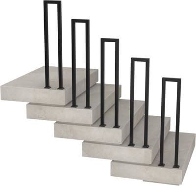 NAIZY U-vormige trapleuning voor binnen, zwarte metalen trapleuning, staande montage voor villa's, gangen en appartementen, binnen en buiten, 95 cm