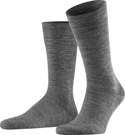 FALKE Sensitive Berlin met comfort tailleband wol katoen sokken heren grijs - maat 43-46