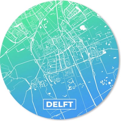 Muismat rond 20x20 cm - Mousepad Stadskaart - Delft - Nederland - Ronde muismatten